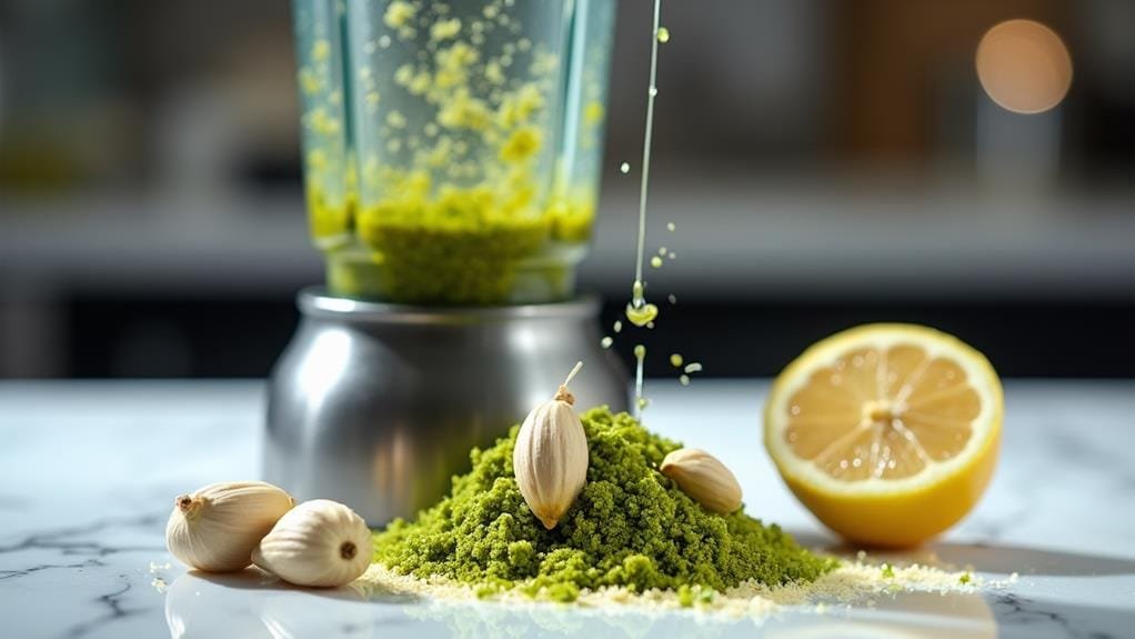 blend pesto ingredients thoroughly