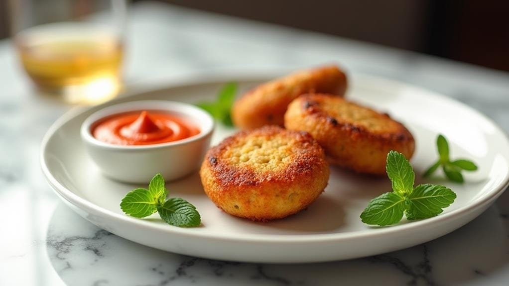 Chickpea Fritters With Harissa Yogurt and Mint