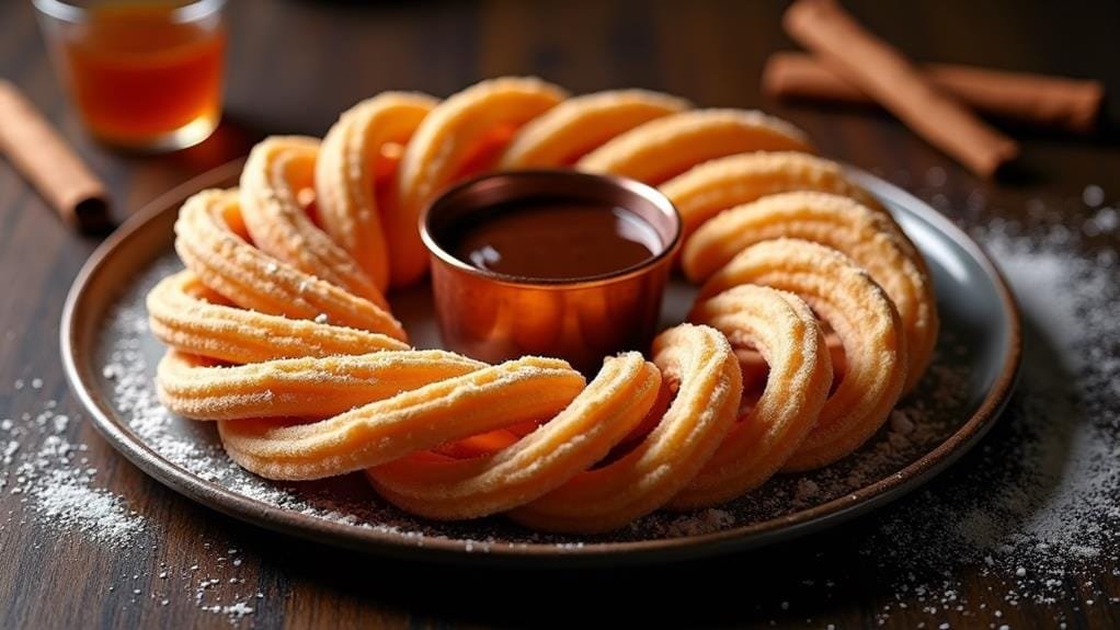 Churro Bites With Chocolate Sauce and Cajeta