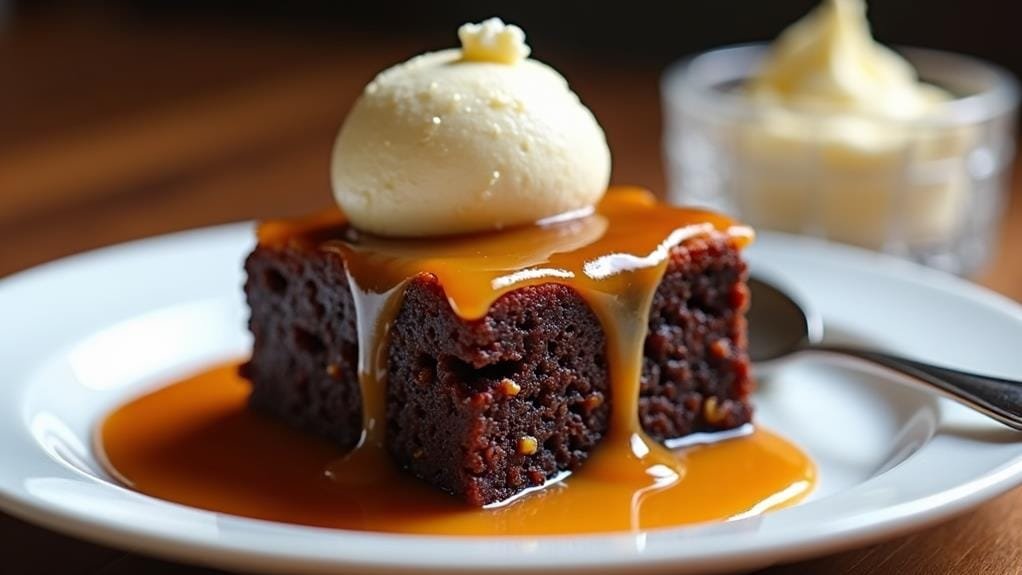 Sticky Toffee Pudding With Clotted Cream and Dates