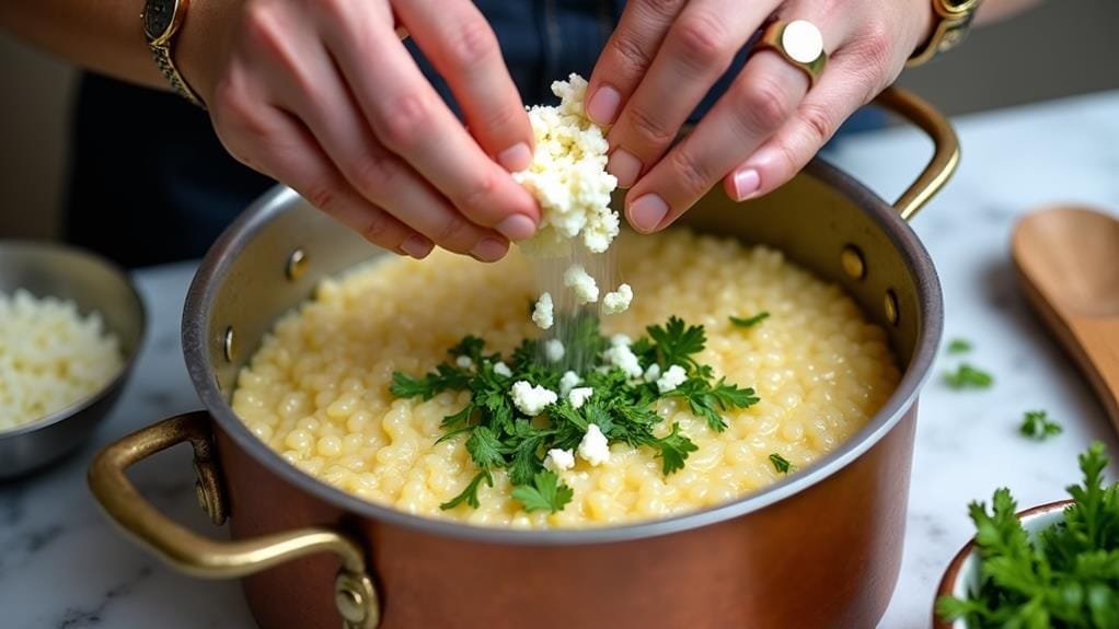 Jalapeño Risotto With Queso Fresco and Cilantro 5 fold in cheese cilantro