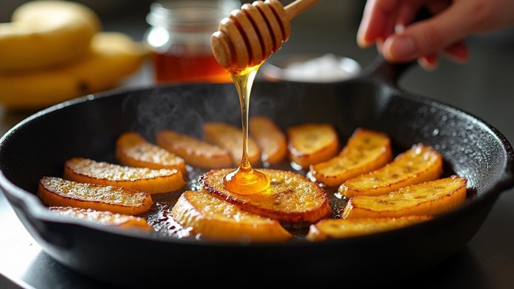 fry and drizzle plantains