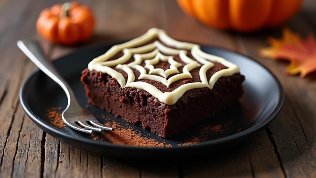 ghoulish dessert spider brownies