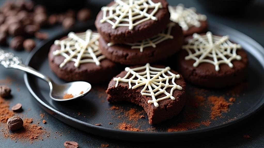 halloween themed spider web cookies