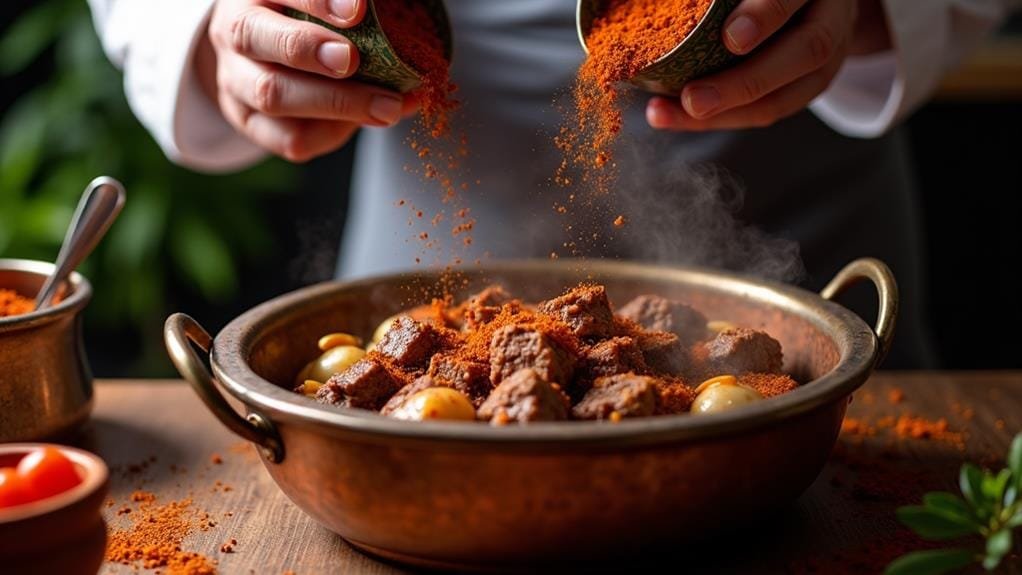 Lamb Tagine With Apricots and Almonds 2 incorporate spices and tomatoes