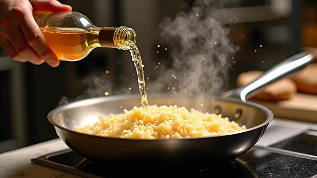Jalapeño Risotto With Queso Fresco and Cilantro 2 incorporate white wine