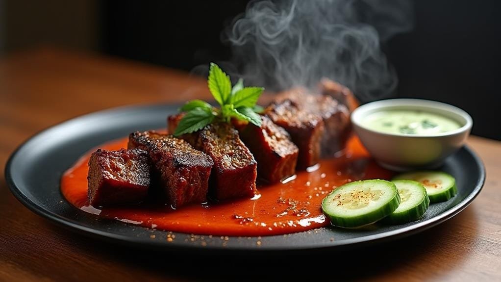 Deconstructed Lamb Rogan Josh With Mint Raita