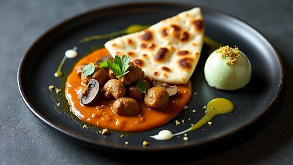Truffle Naan With Mushroom Masala and Kulfi