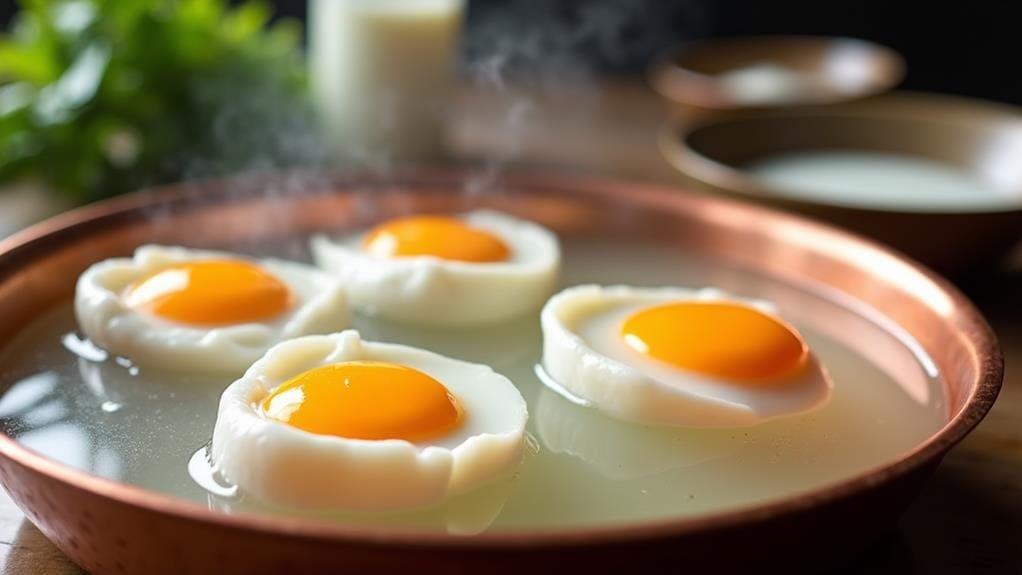 poach eggs in water