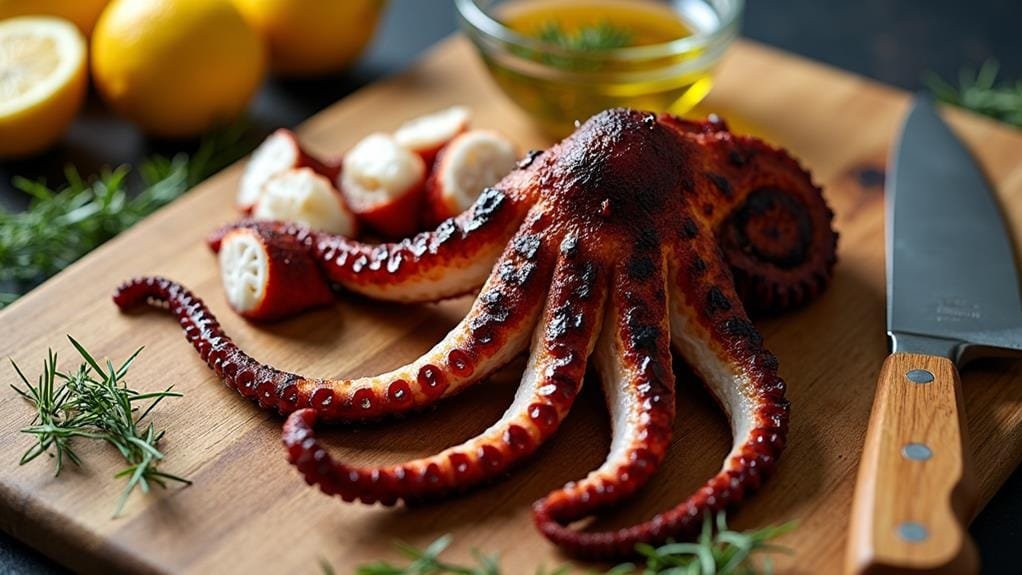resting and slicing octopus