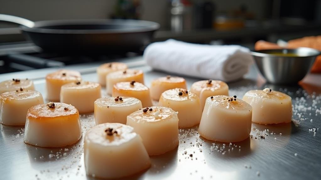 Seared Scallops With Coconut Curry and Ginger searing scallops preparation steps