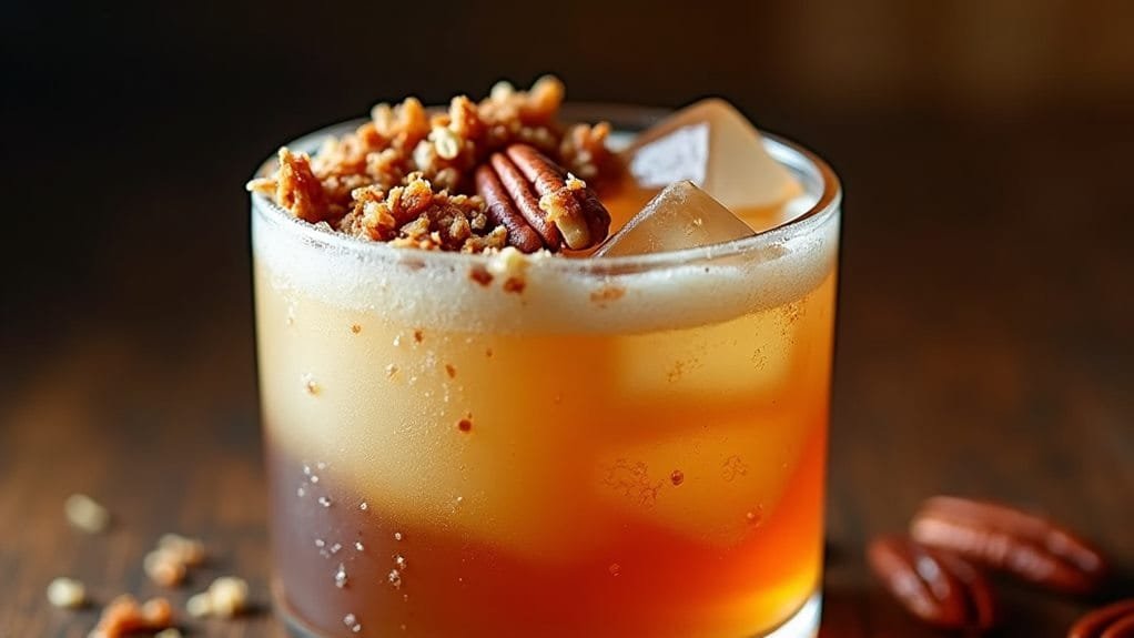 Maple Pecan Bourbon With Cream Float 4 chill glasses and ingredients