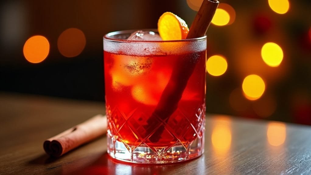 North Pole Negroni With Orange Twist 9 cinnamon stick garnish added