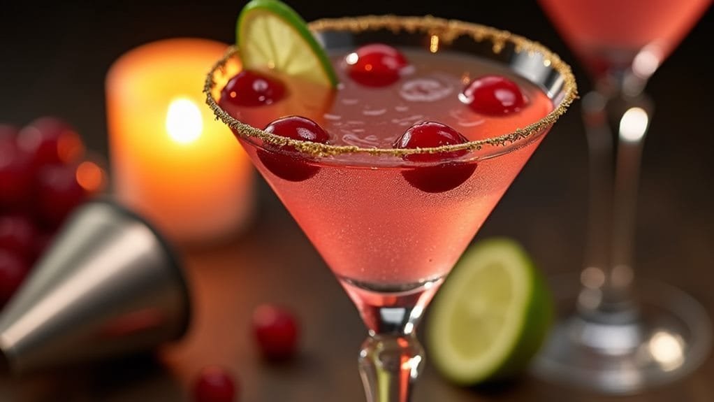 Mistletoe Kiss Martini With Gold Dust 5 combine cocktail ingredients thoroughly