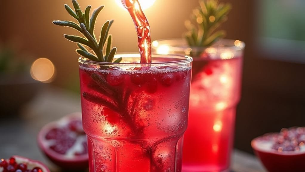 Frosted Pomegranate Fizz With Rosemary 5 combine pomegranate juice ingredients