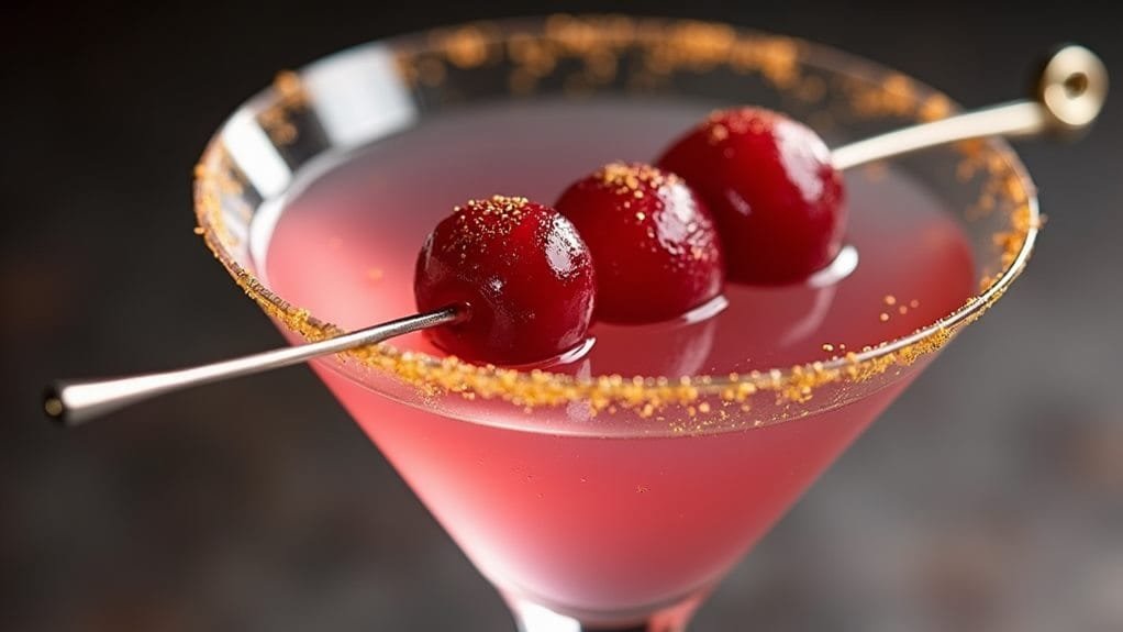 Mistletoe Kiss Martini With Gold Dust 8 cranberry garnish addition step