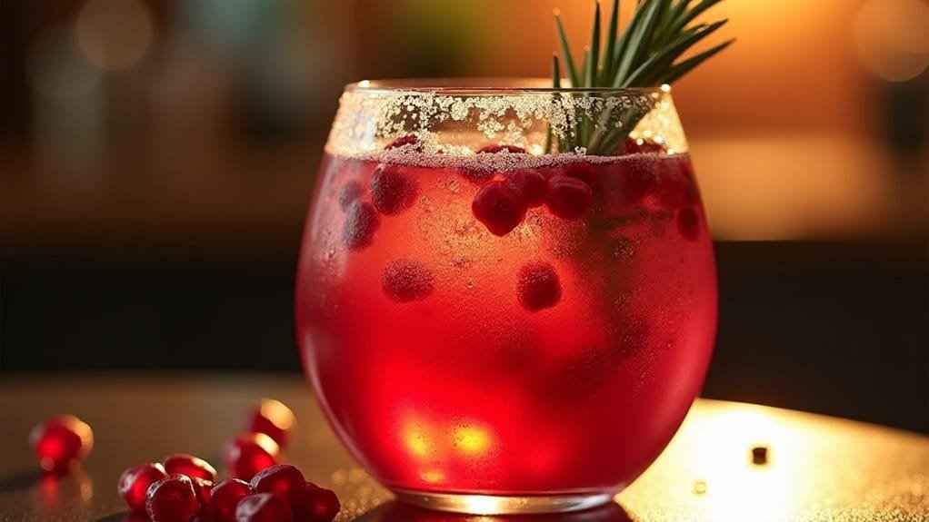 Frosted Pomegranate Fizz With Rosemary 9 garnish and serve promptly