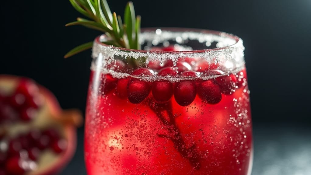 Frosted Pomegranate Fizz With Rosemary