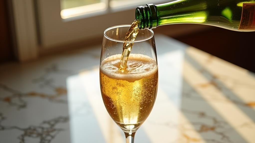 pour prosecco into glass