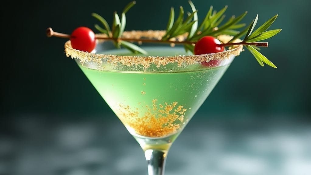 Mistletoe Kiss Martini With Gold Dust 9 serve immediately after garnishing