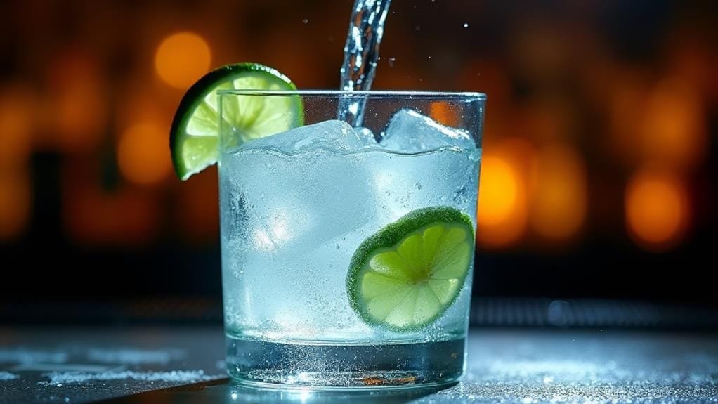 slowly add tonic water