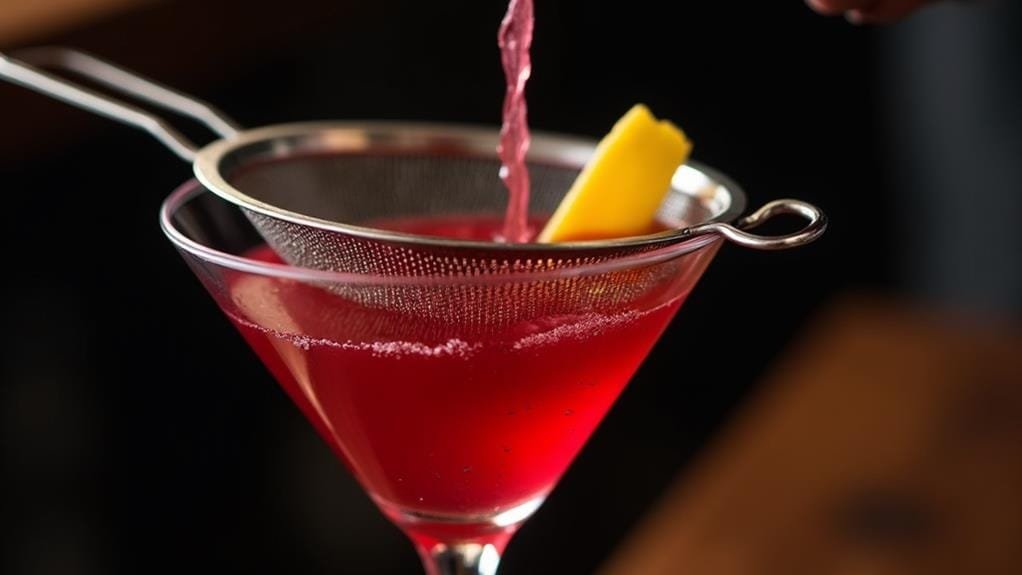 strain into martini glass