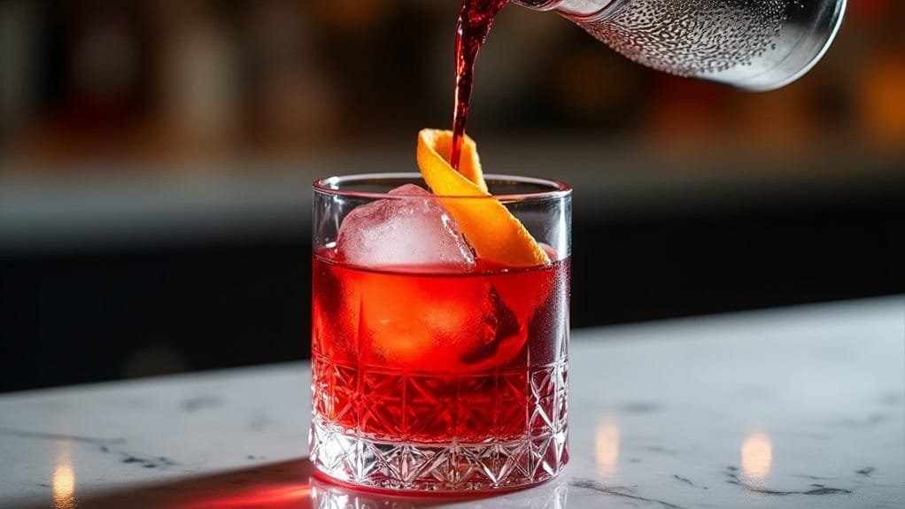 North Pole Negroni With Orange Twist 7 strain into rocks glass