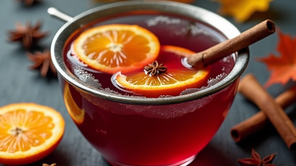 Turkey Day Punch With Autumn Spices 7 strain liquid into bowl