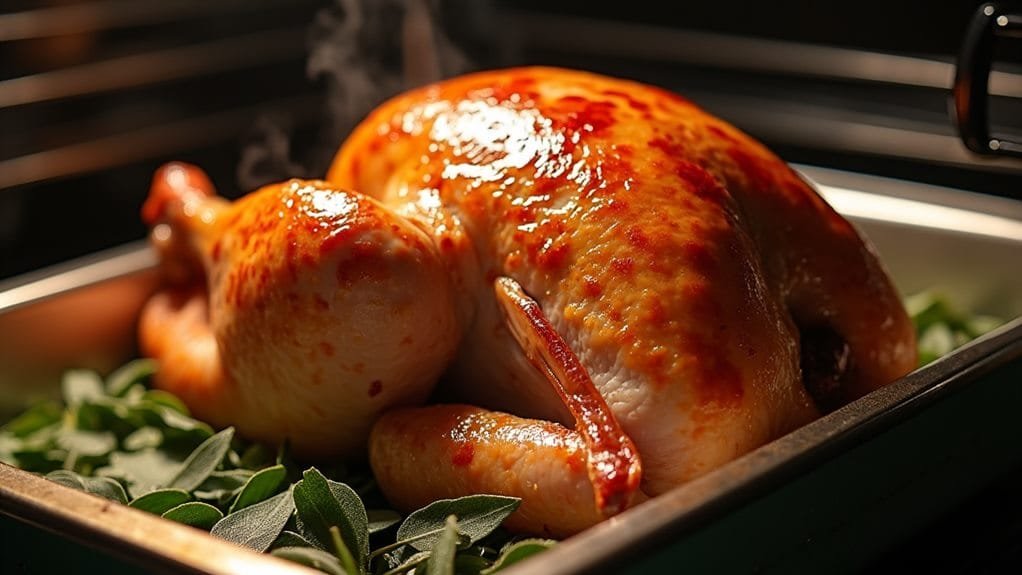 turkey placed in oven