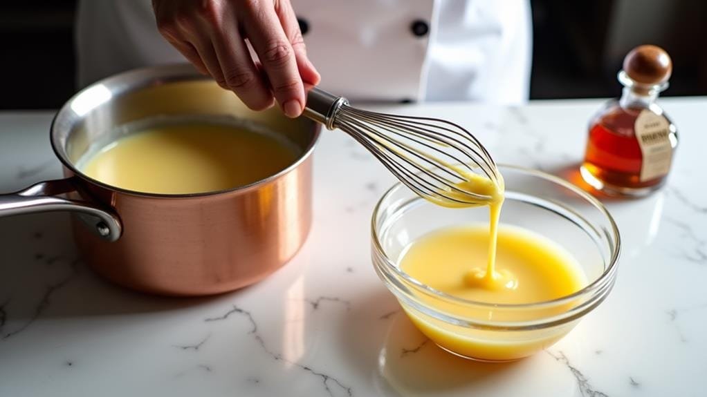 Pecan Bourbon Crème Brûlée With Ginger & Caramel 4 combine custard ingredients carefully
