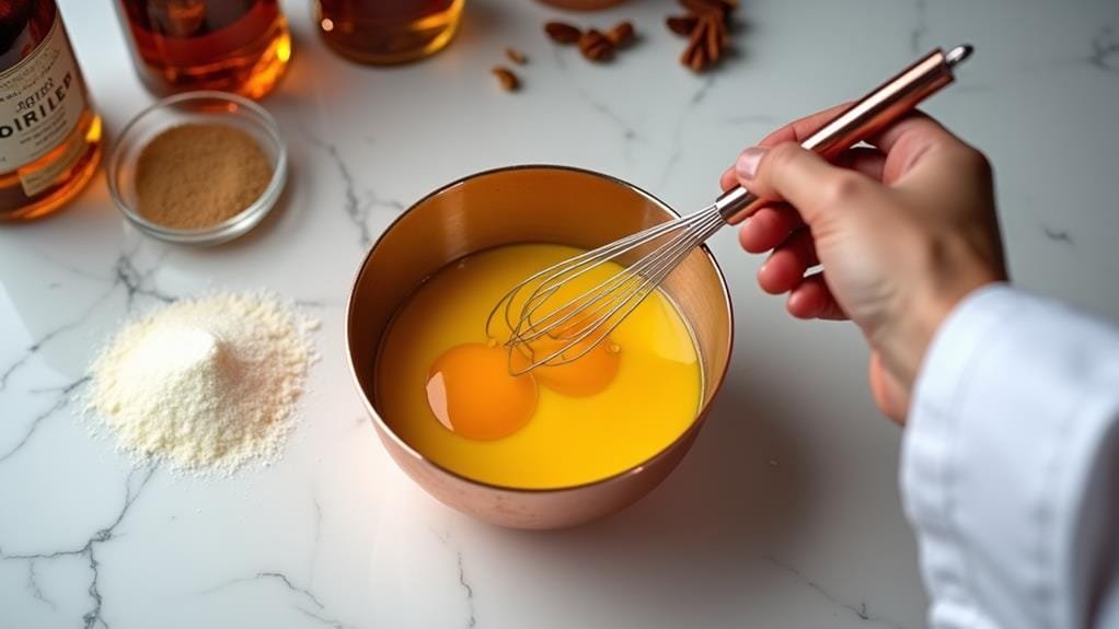 Pecan Bourbon Crème Brûlée With Ginger & Caramel 3 combine yolks and sugar