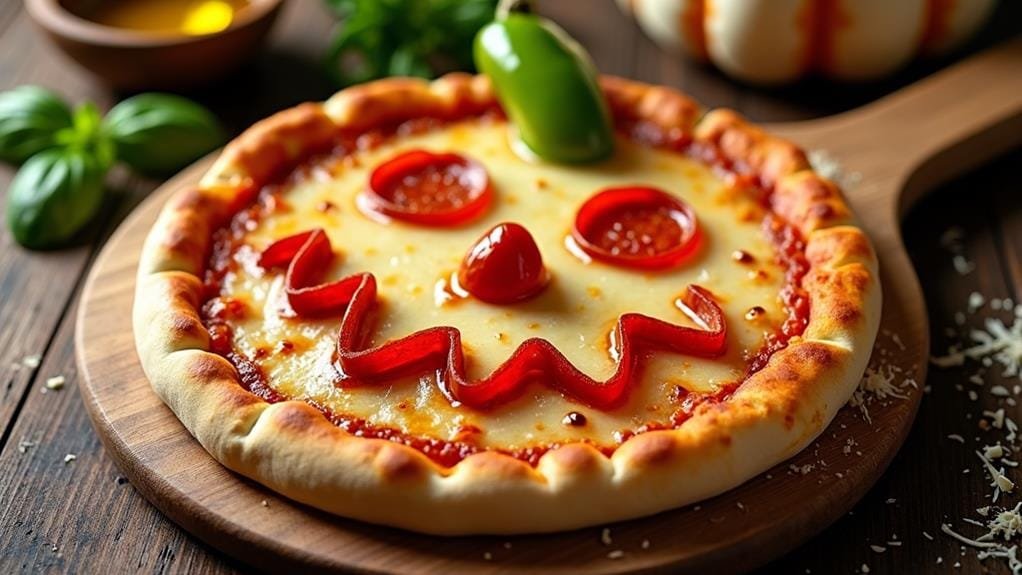 halloween themed pepperoni pizza