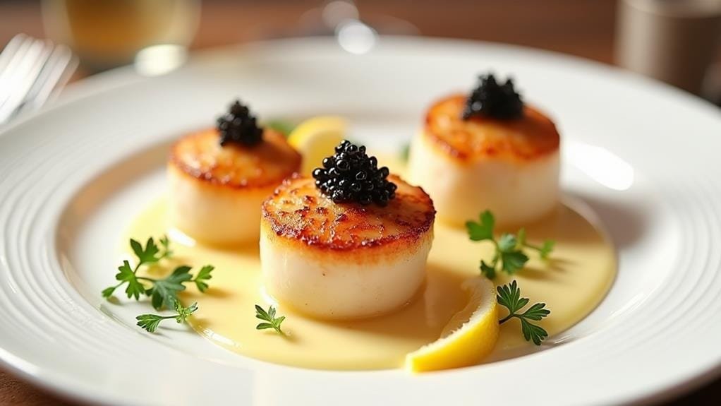 Pan-Seared Scallops With Lemon, Butter, & Caviar