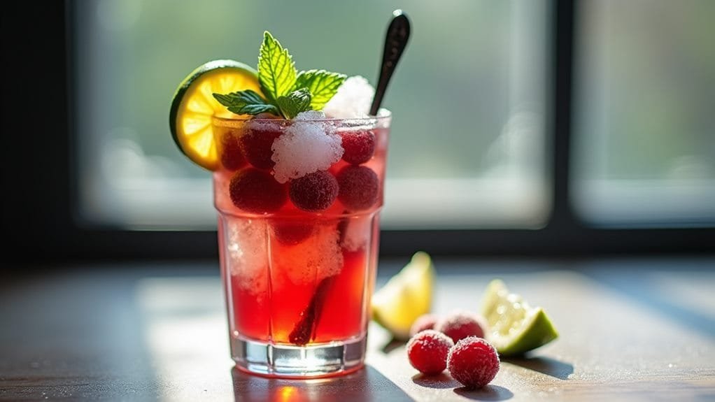 Winter Berry Mojito With Fresh Mint 7 add lime mix well