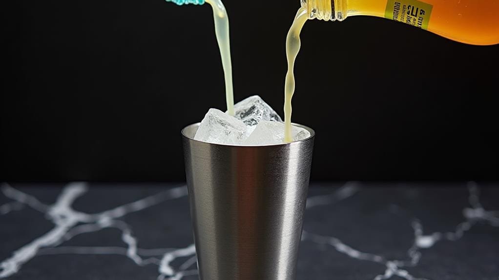 add liquids to shaker