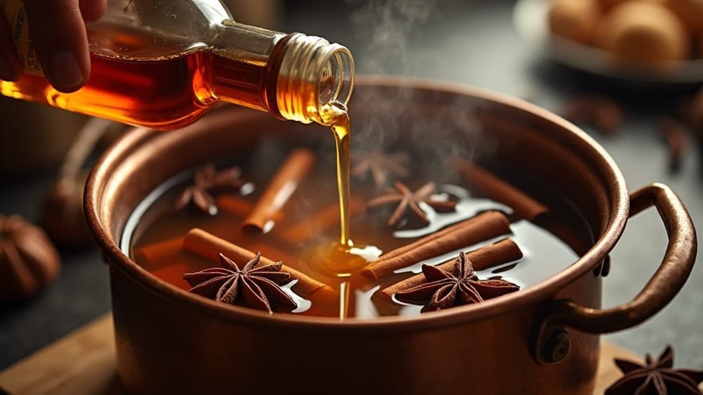 Holiday Spiced Rum With Caramel 5 add rum and spices