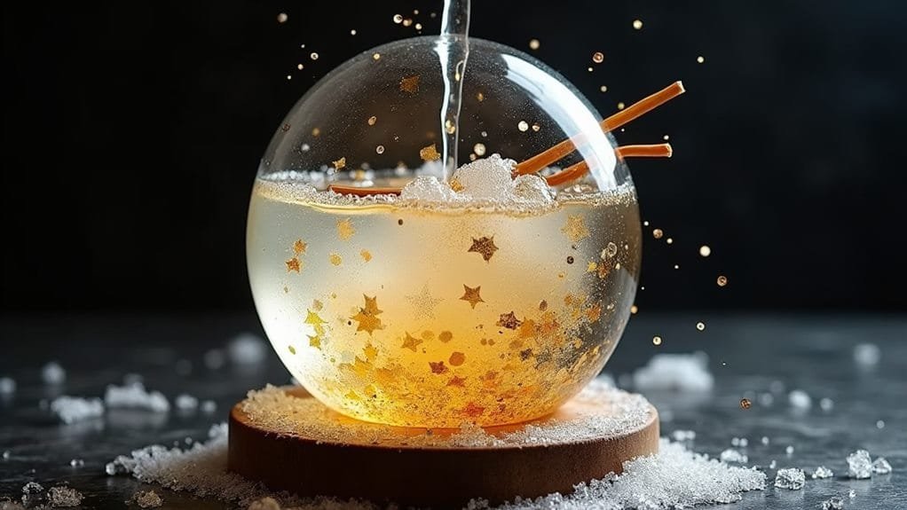 Vanilla Snow Globe Champagne With Gold Leaf 8 add vanilla vodka splash