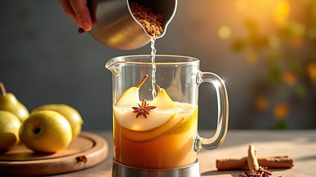 Spiced Pear Bellini With Star Anise 6 blend pear mixture smoothly