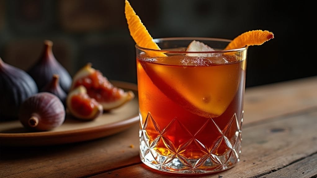 Festive Fig Manhattan With Orange Peel 9 bourbon fig infusion process