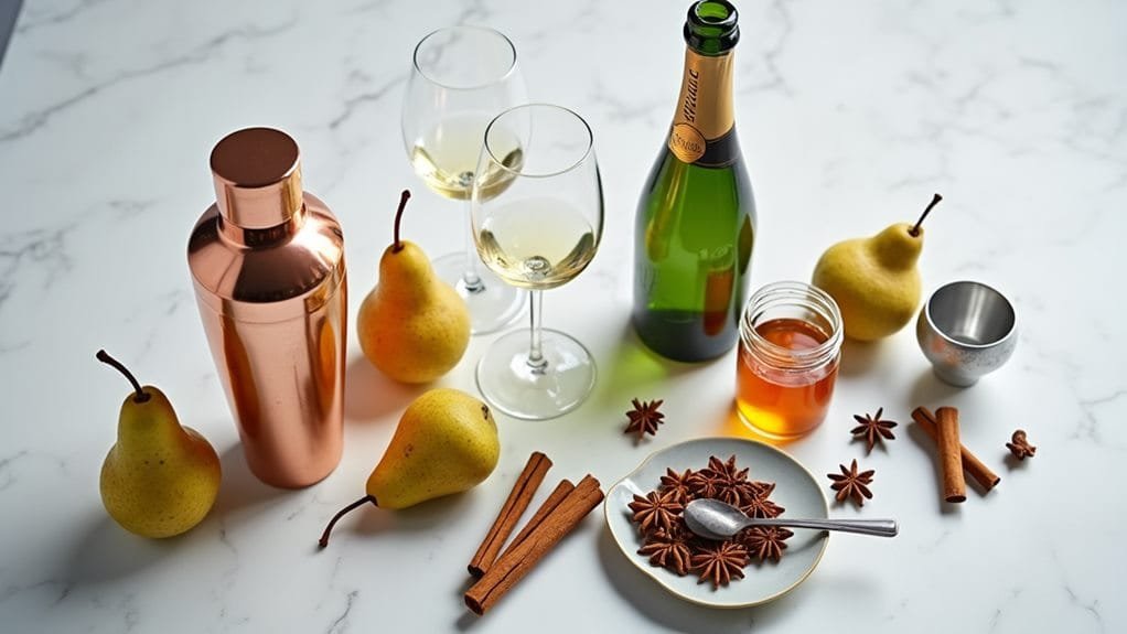 Spiced Pear Bellini With Star Anise 4 collect supplies and equipment