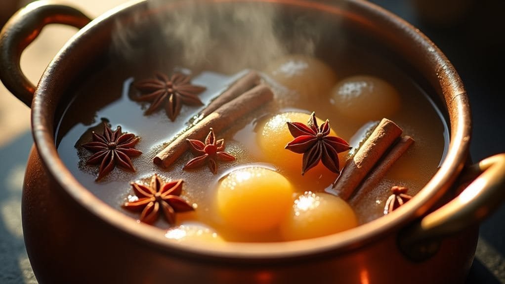 Spiced Pear Bellini With Star Anise 5 combine and simmer ingredients