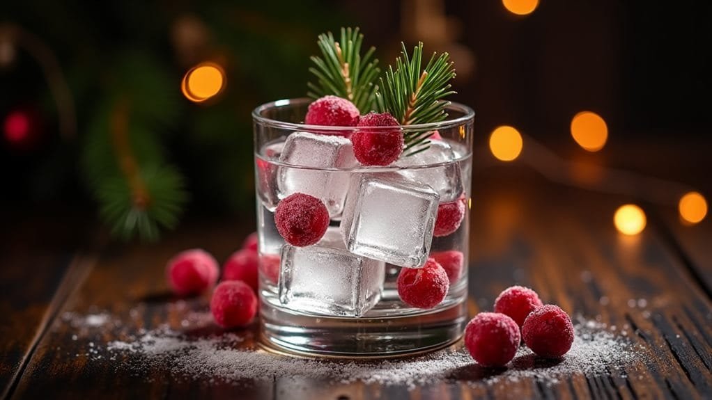 Frosted Pine Vodka With Candied Cranberries