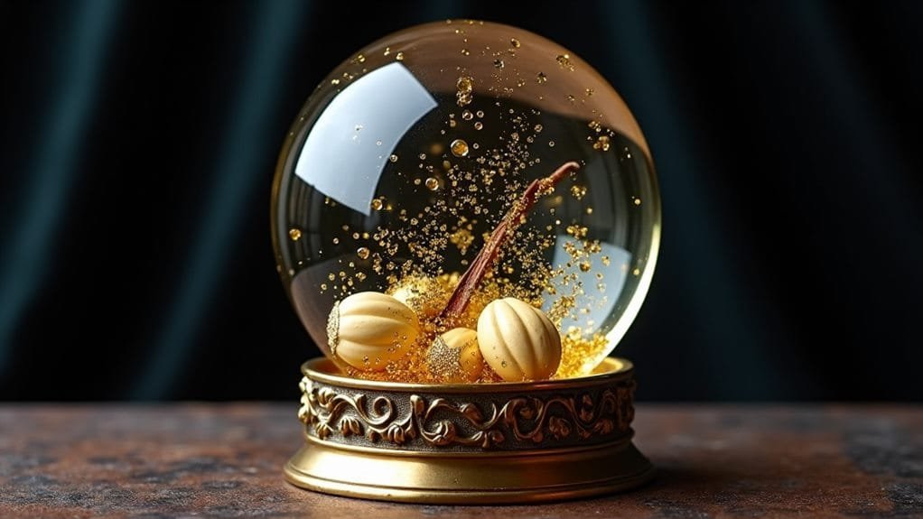 Vanilla Snow Globe Champagne With Gold Leaf 1 historical events and narratives
