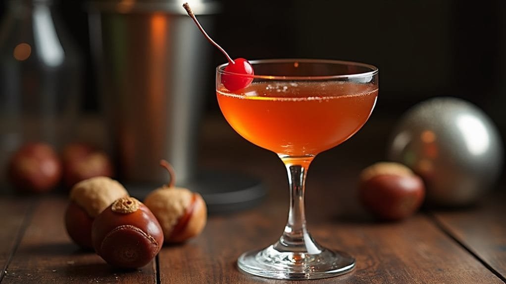 Roasted Chestnut Manhattan With Cherry 8 mix ingredients smoothly together