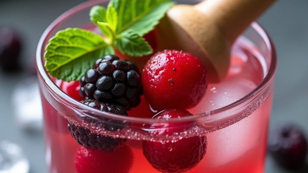 Winter Berry Mojito With Fresh Mint 5 muddle berries for flavor