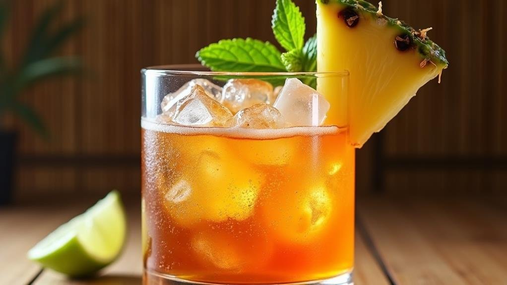 pour rum add mixers