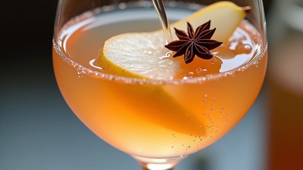 Spiced Pear Bellini With Star Anise 3 prepare mix cook serve