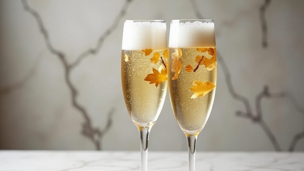 Vanilla Snow Globe Champagne With Gold Leaf 9 serve immediately for presentation