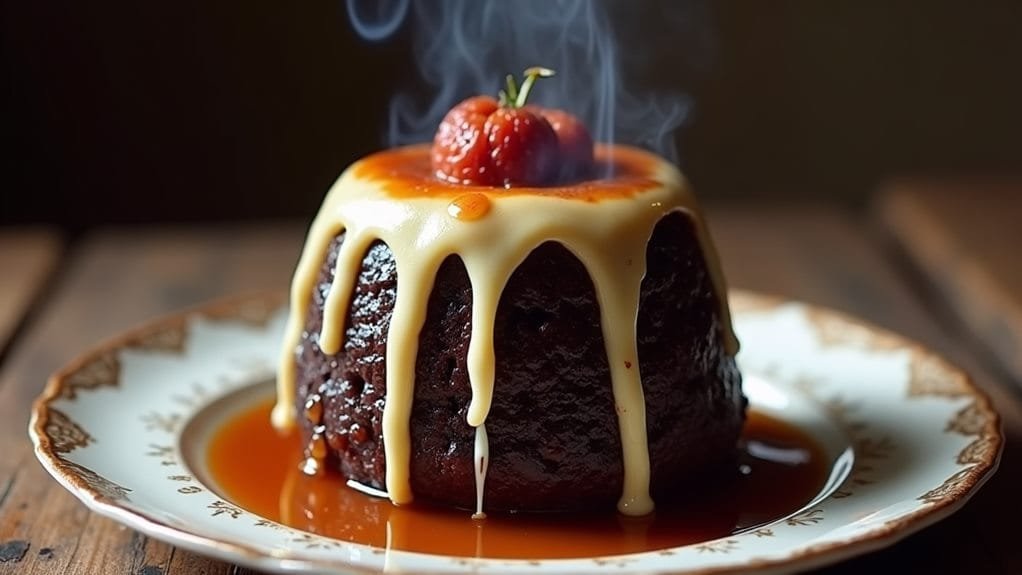 Christmas Pudding Rum With Brandy Cream 9 serve warm with drizzle