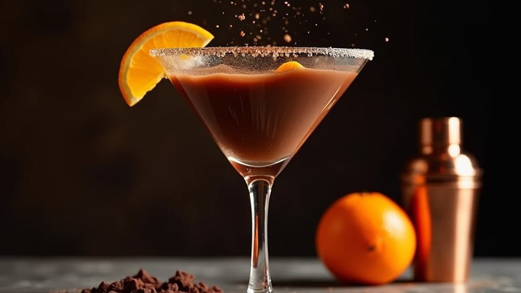 Velvet Chocolate Orange Martini With Gold 6 shake ingredients until frosty